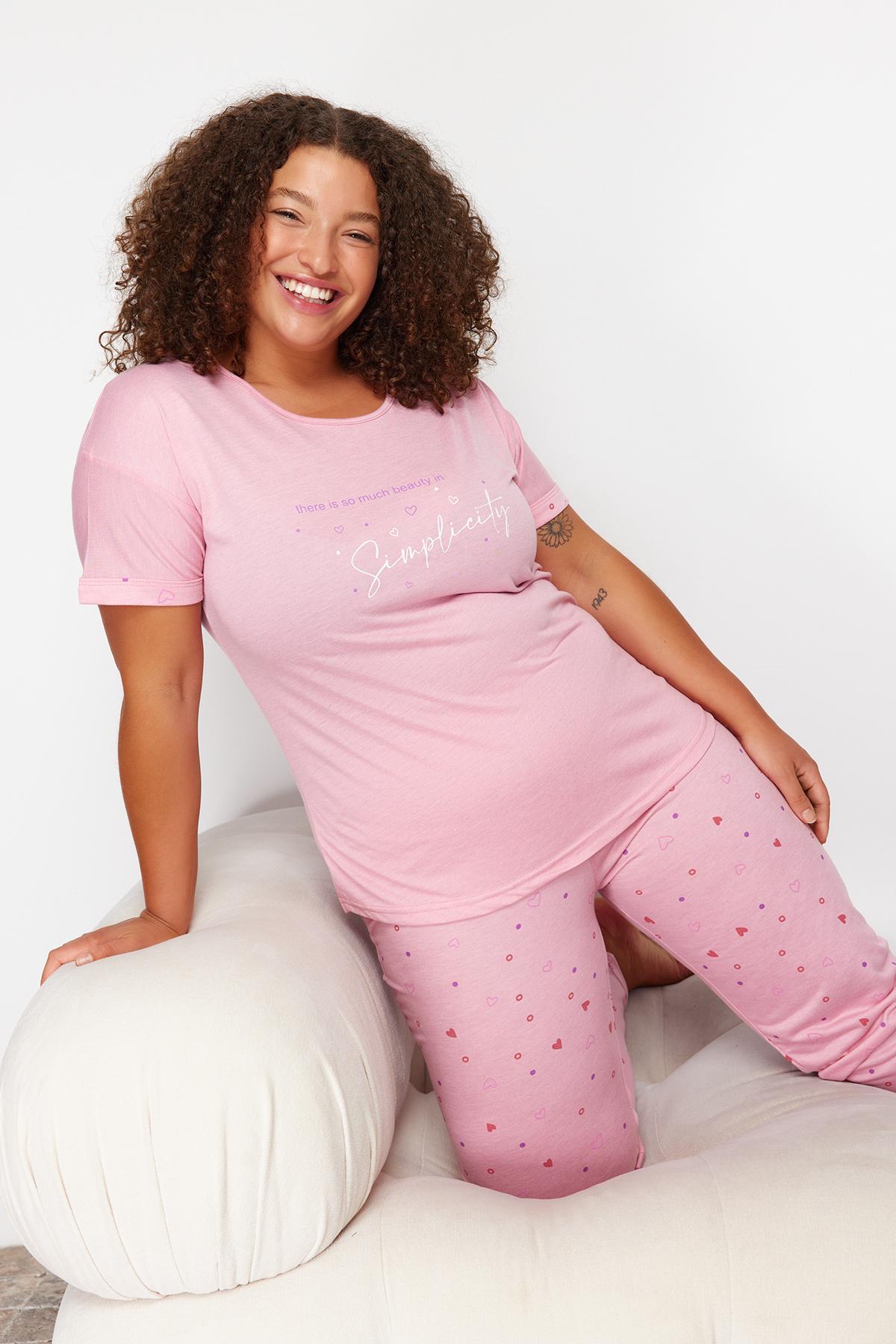 Женский модный новый пижамный комплект большого размера с розовым узором в виде сердца, вязаный пижамный комплект
Женский модный новый пижамный комплект большого размера с розовым узором в виде сердца, вязаный пижамный комплект