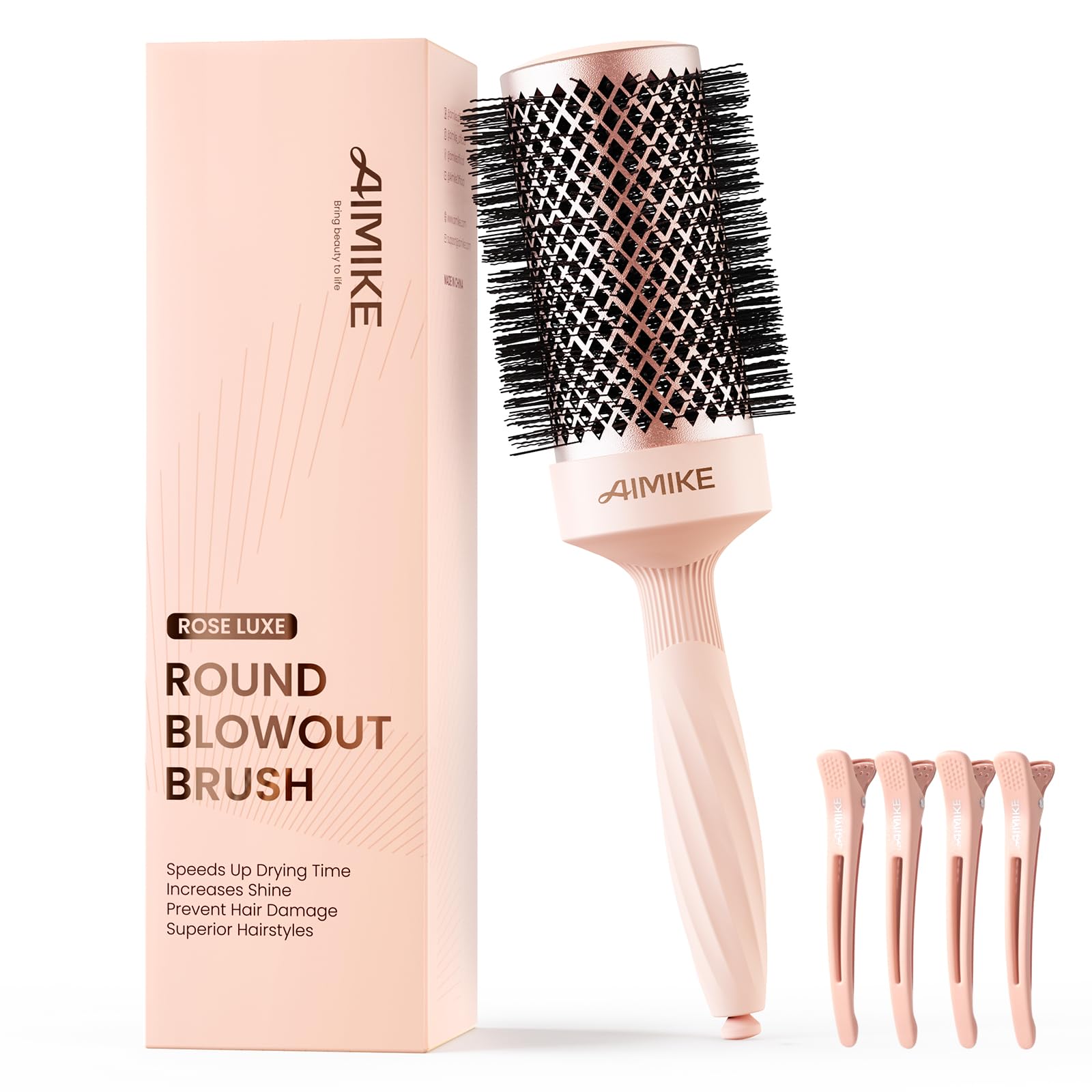AIMIKE ROSE LUXE Roll Brush Сокращает время сушки феном Щетка для быстрой сушки локонов Нанокерамическая ионная технология Щетка для волос Совместимость с феном для завивки локонов Сокращает время сушки феном
AIMIKE ROSE LUXE Roll Brush Сокращает время сушки феном Щетка для быстрой сушки локонов Нанокерамическая ионная технология Щетка для волос Совместимость с феном для завивки локонов Сокращает время сушки феном
