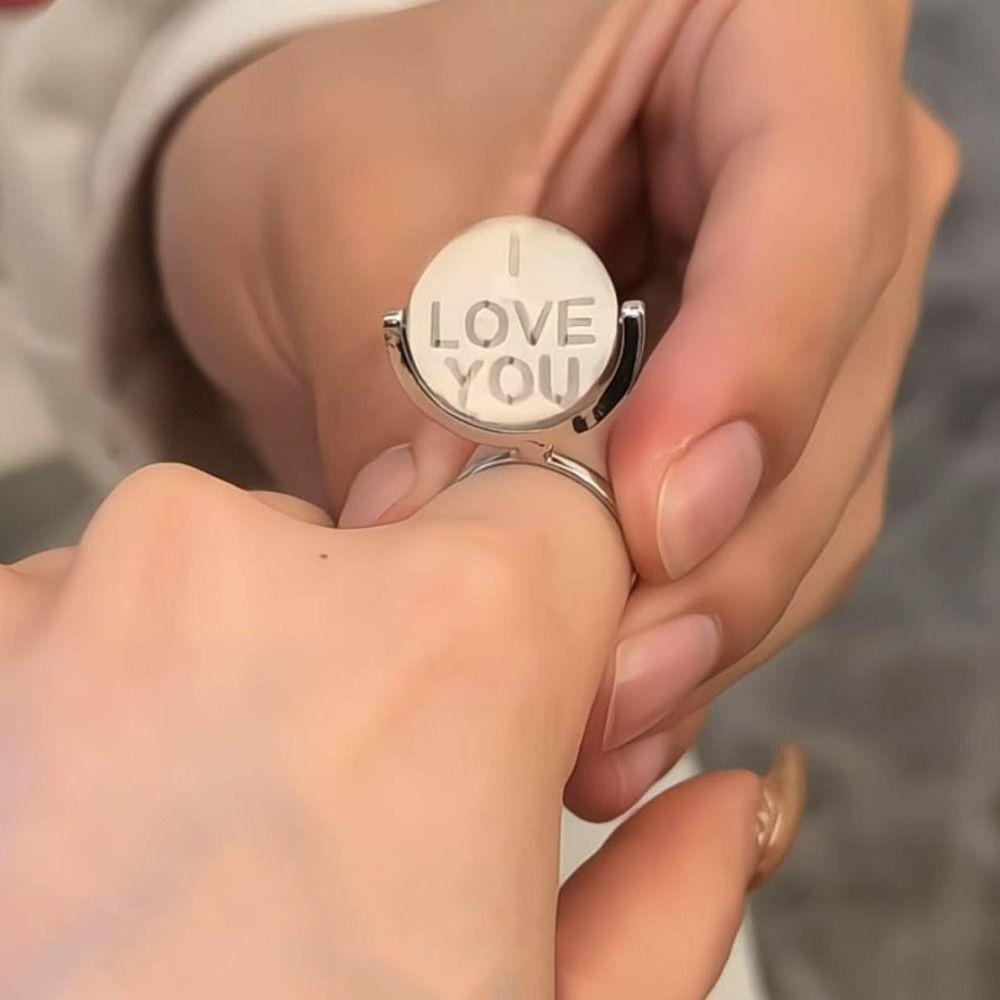 Lovers Couple Spin Rotation Ring Silver Color Confession Ring Creative LOVE Ring Girlfriend Gift срібний
Lovers Couple Spin Rotation Ring Silver Color Confession Ring Creative LOVE Ring Girlfriend Gift срібний