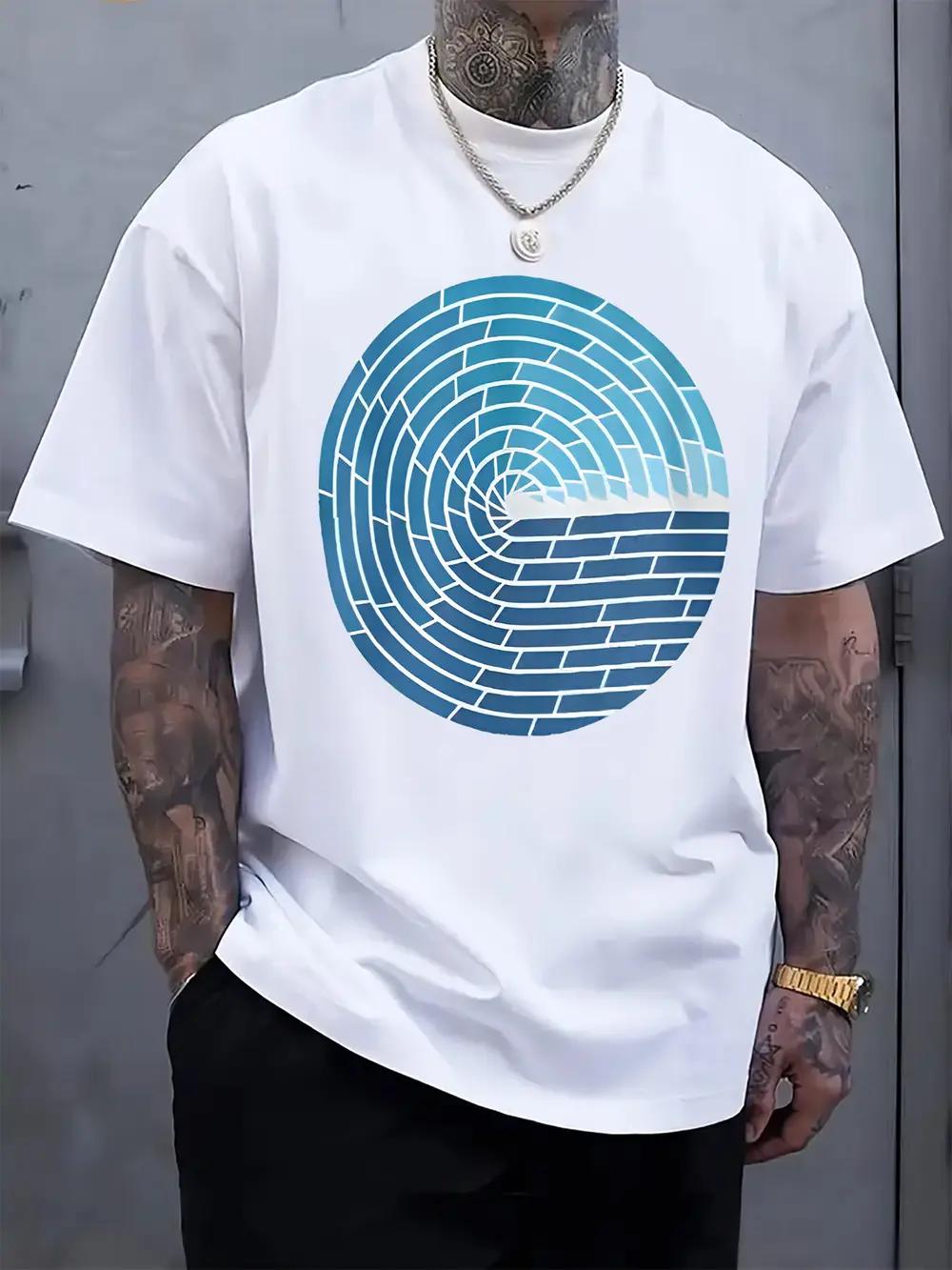 Black Short Sleeve T-shirt with Blue Spiral Geometric Print - Regular Fit Casual Summer Tee XL
Black Short Sleeve T-shirt with Blue Spiral Geometric Print - Regular Fit Casual Summer Tee XL