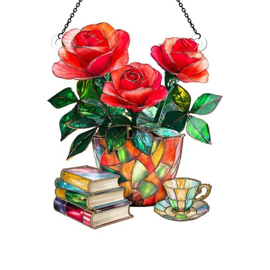 Floral Tea Cup And Book Suncatcher Stained Glass Effect Window Car Hanging Ornament Acrylic Garden Sun Catcher Panel for Women Mom Grandma 10cm C
Floral Tea Cup And Book Suncatcher Stained Glass Effect Window Car Hanging Ornament Acrylic Garden Sun Catcher Panel for Women Mom Grandma 10cm C