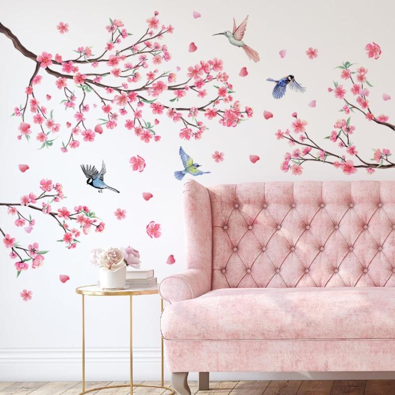Large Cherry Blossom Wall Stickers Pink Flowers Tree Branch Birds Floral Blossom Wall Decals for Living Room Sofa TV Background
Large Cherry Blossom Wall Stickers Pink Flowers Tree Branch Birds Floral Blossom Wall Decals for Living Room Sofa TV Background