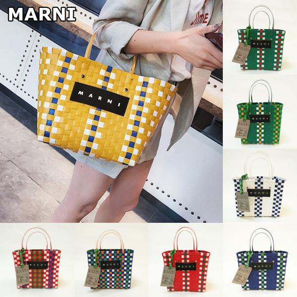 Летняя новая тканая корзина для овощей Marni, соломенная тканая сумка на поясе, пляжная сумка Ins
Летняя новая тканая корзина для овощей Marni, соломенная тканая сумка на поясе, пляжная сумка Ins