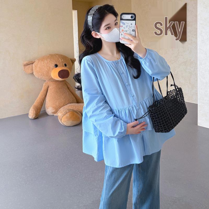 2026 Spring Korean Style Maternity Ruffled Doll Shirt Top Large синій
2026 Spring Korean Style Maternity Ruffled Doll Shirt Top Large синій