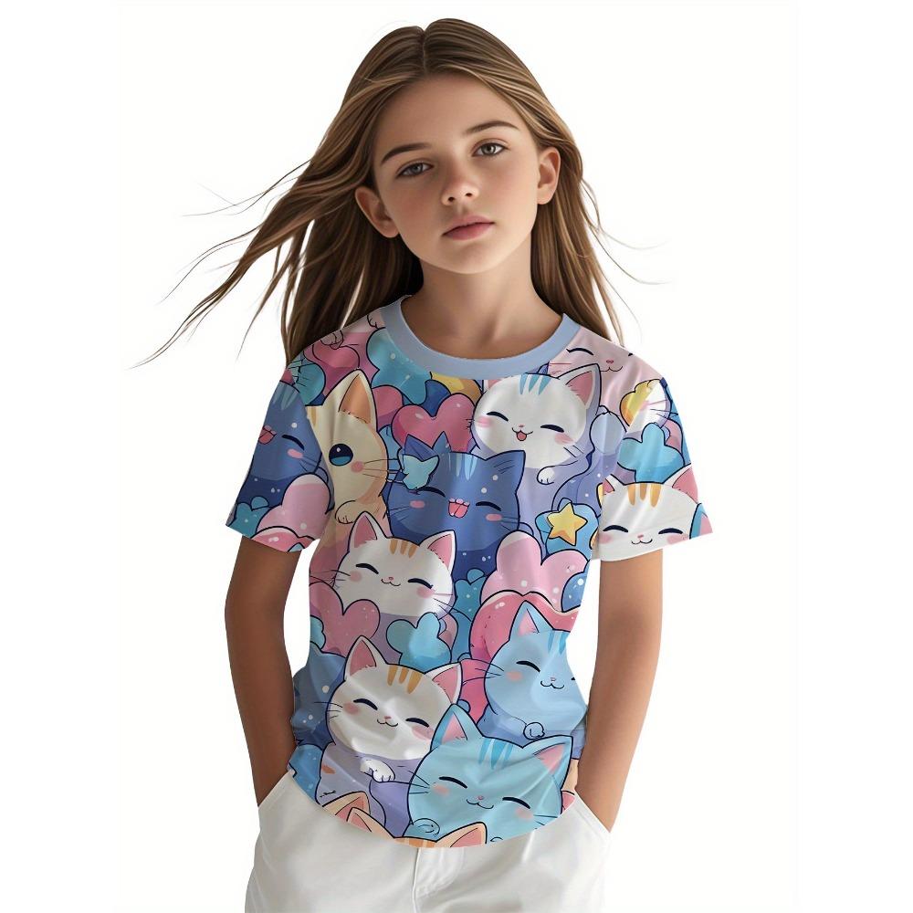 Macaron color cat love 3D digital printing girls T-shirt 160
Macaron color cat love 3D digital printing girls T-shirt 160