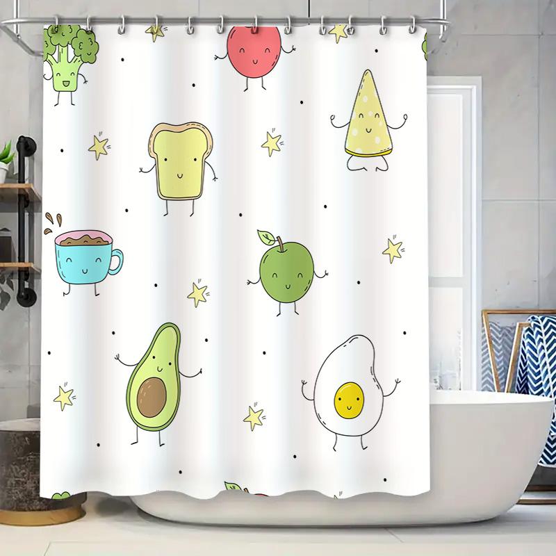 Cheerful Cartoon Food Waterproof Shower Curtain for Bathroom Decoration White with Multicolored Printables Design 90x180cm
Cheerful Cartoon Food Waterproof Shower Curtain for Bathroom Decoration White with Multicolored Printables Design 90x180cm