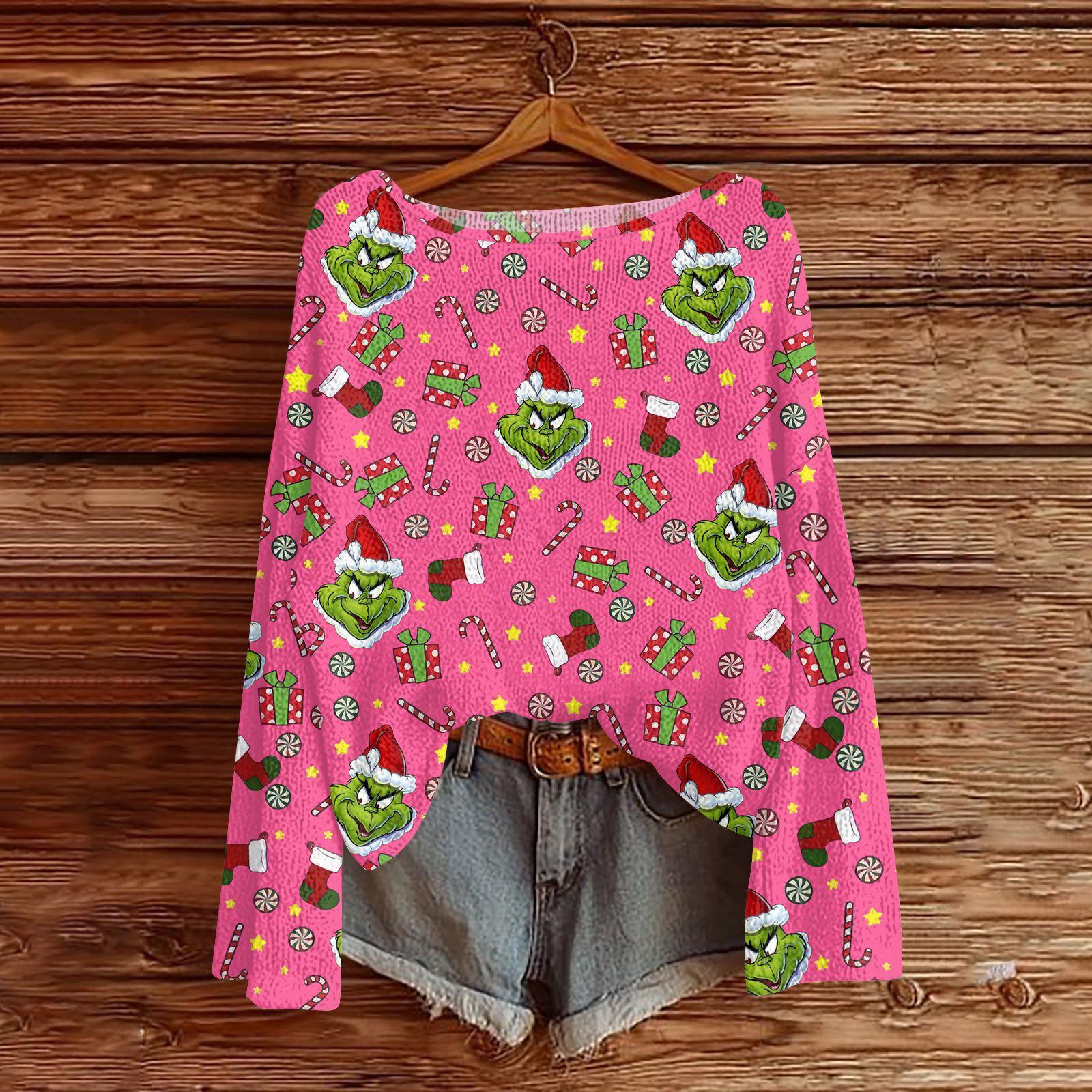 Женский легкий свитер с круглым вырезом, повседневный вязаный пуловер с длинным рукавом и рождественским принтом. M
Женский легкий свитер с круглым вырезом, повседневный вязаный пуловер с длинным рукавом и рождественским принтом. M