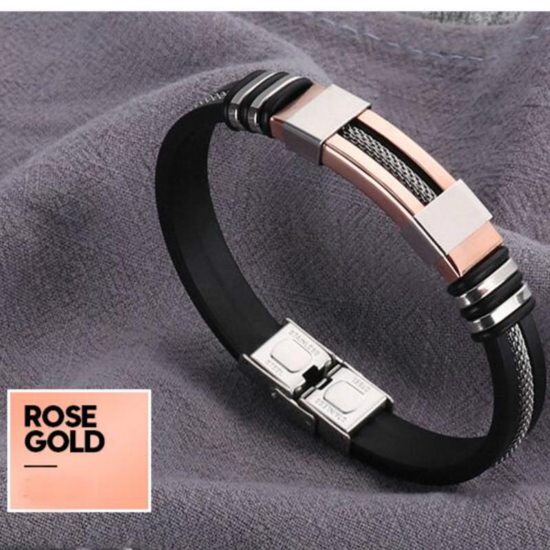 Stainless Steel Silicone Black Bracelet Men WristBand Punk Style Men Bracelet Rubber Charm рожевий колір золота
Stainless Steel Silicone Black Bracelet Men WristBand Punk Style Men Bracelet Rubber Charm рожевий колір золота