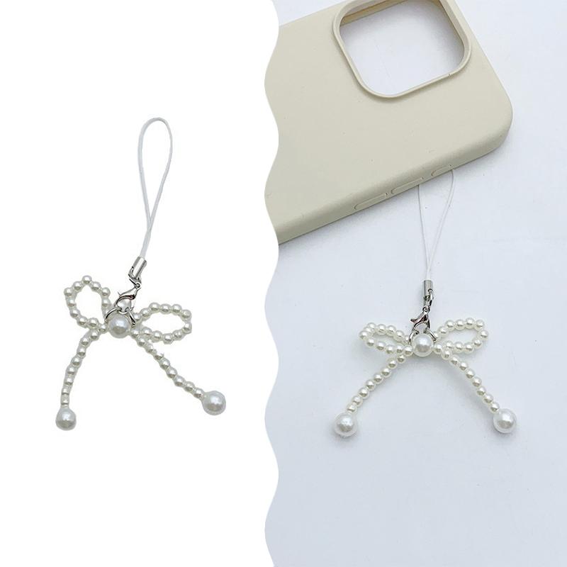 Изысканный жемчужный бисерный бант-подвеска для телефона, ремешок, милый брелок для ключей, украшения для рюкзака, аксессуары, подарки