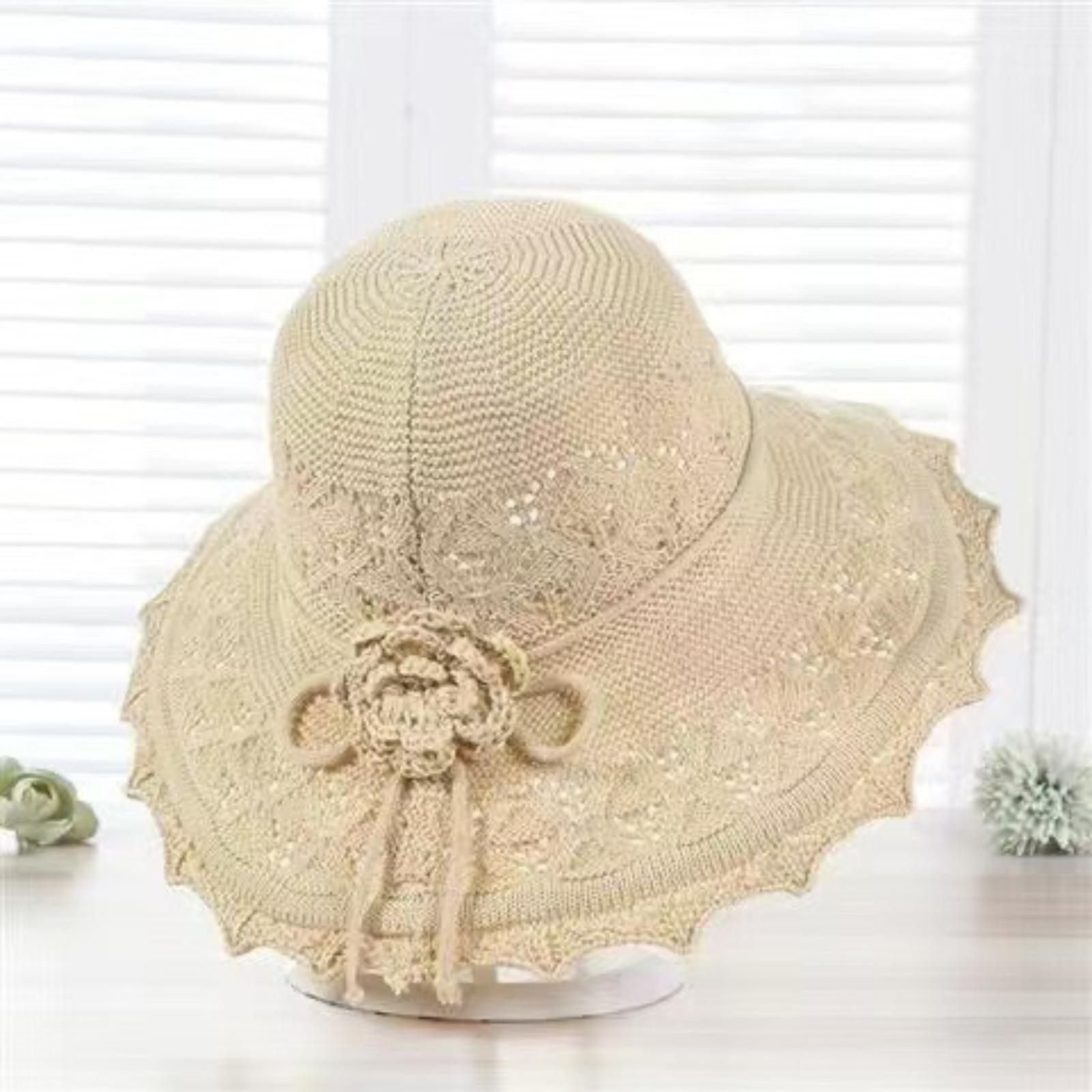 Foldable Sun Hat for Women Summer Wide Brim Breathable Lightweight Beach Hat with Floral Crochet Design and Adjustable Bow Knot for Outdoor Activities One Size
Foldable Sun Hat for Women Summer Wide Brim Breathable Lightweight Beach Hat with Floral Crochet Design and Adjustable Bow Knot for Outdoor Activities One Size