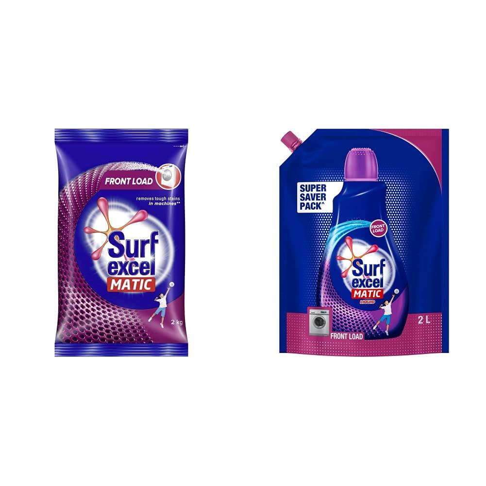 Surf Excel Matic Front Load Detergent Powder, 2 kg & Front Load Matic Liquid Detergent Pouch - 2 L Combo
Surf Excel Matic Front Load Detergent Powder, 2 kg & Front Load Matic Liquid Detergent Pouch - 2 L Combo