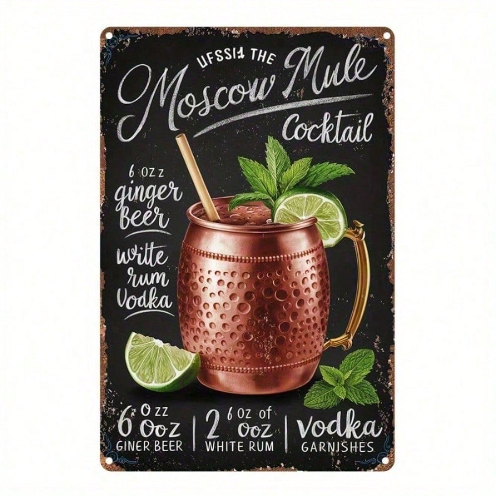 Vintage Moscow Mule Cocktail Recipe Metal Sign 8x12 Inch, Retro Aluminum Wall Art Plaque for Home Kitchen Bar Decor, Funny 2D Ti різнокольоровий
Vintage Moscow Mule Cocktail Recipe Metal Sign 8x12 Inch, Retro Aluminum Wall Art Plaque for Home Kitchen Bar Decor, Funny 2D Ti різнокольоровий
