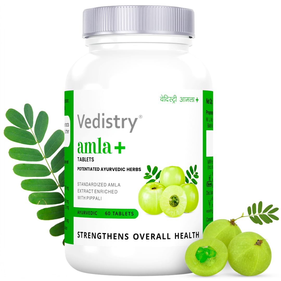 Vedistry Amla+ Tablets Pack of 1, 60 Tablets | Vitamin C Antioxidant Supplement for Hair Growth Energy and Wellness
Vedistry Amla+ Tablets Pack of 1, 60 Tablets | Vitamin C Antioxidant Supplement for Hair Growth Energy and Wellness