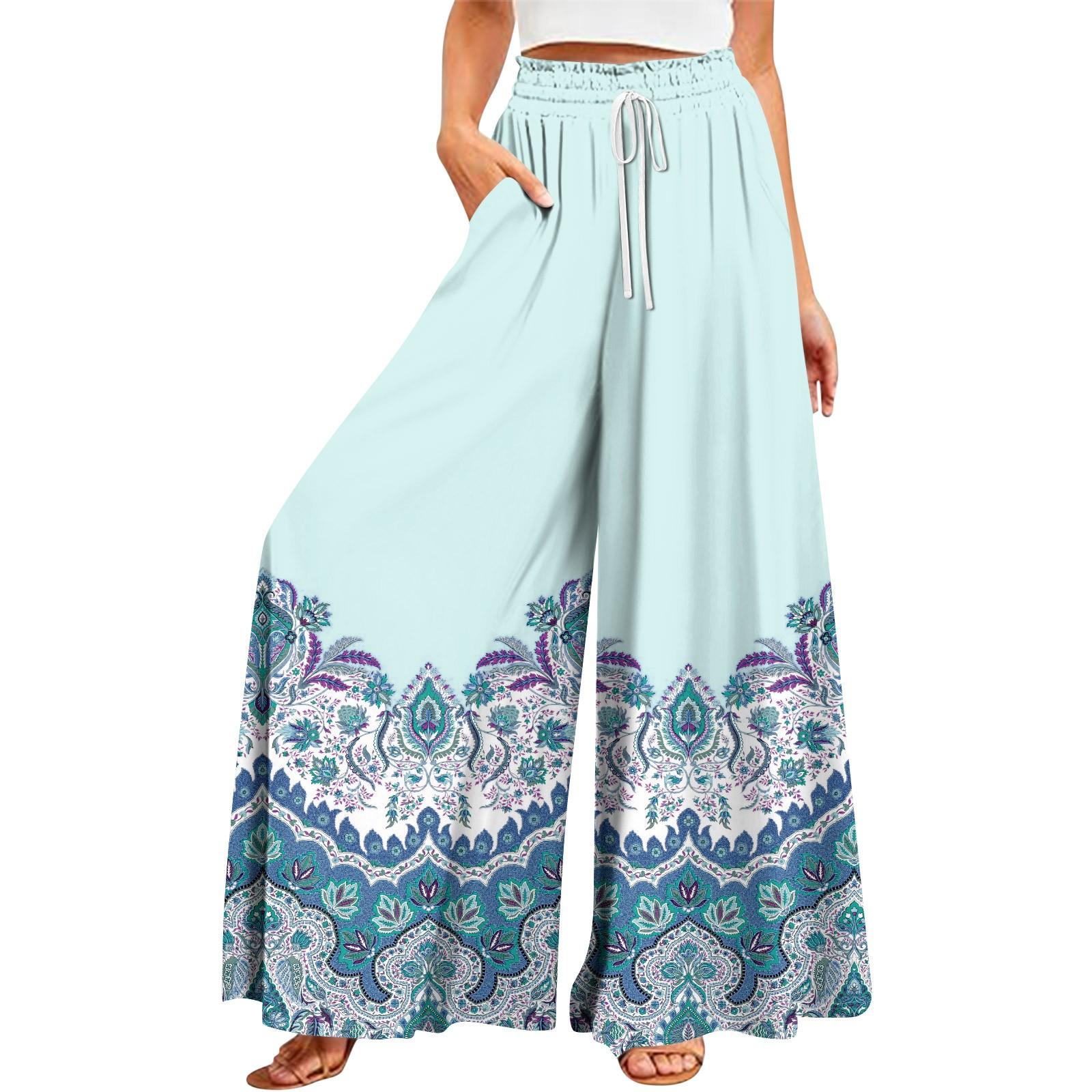 Women s Summer Wide Leg Pants High Waisted Flowing Pockets Fashion Casual Casual Bohemian Printed Beach Pants S синій
Women s Summer Wide Leg Pants High Waisted Flowing Pockets Fashion Casual Casual Bohemian Printed Beach Pants S синій