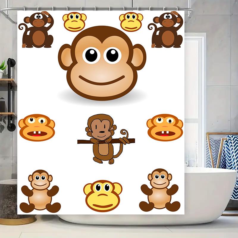 Whimsical Monkey Shower Curtain Set: Waterproof Fabric, Cute Animal Print Decor For Bathroom, Perfect Gift Idea (White Backgroun W60H190(CM)-1 Pcs
Whimsical Monkey Shower Curtain Set: Waterproof Fabric, Cute Animal Print Decor For Bathroom, Perfect Gift Idea (White Backgroun W60H190(CM)-1 Pcs
