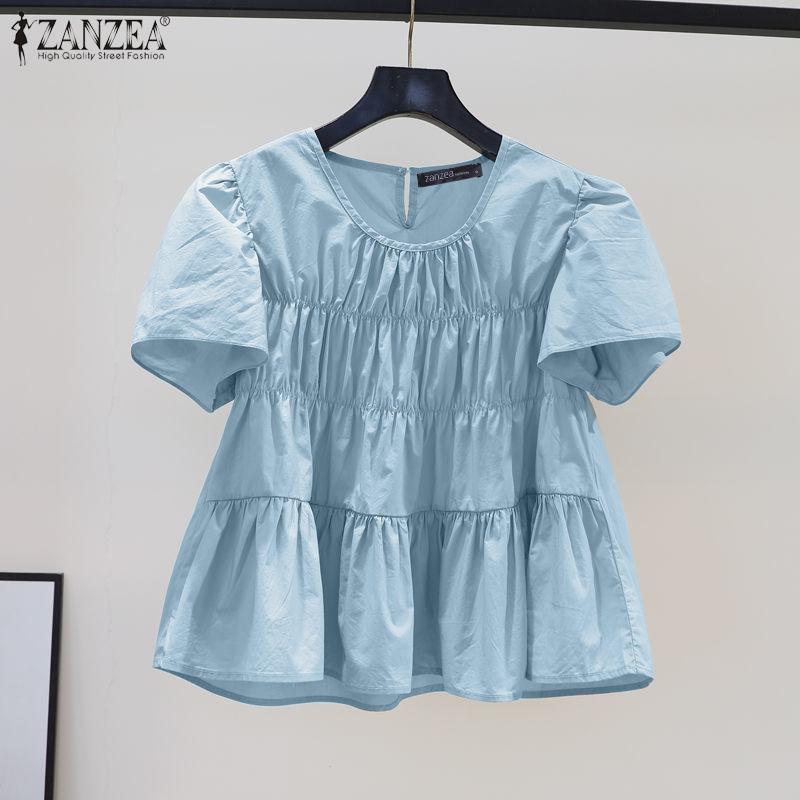 ZANZEA Женская повседневная однотонная блузка с круглым вырезом и короткими рукавами L оранжевый 
ZANZEA Женская повседневная однотонная блузка с круглым вырезом и короткими рукавами L оранжевый