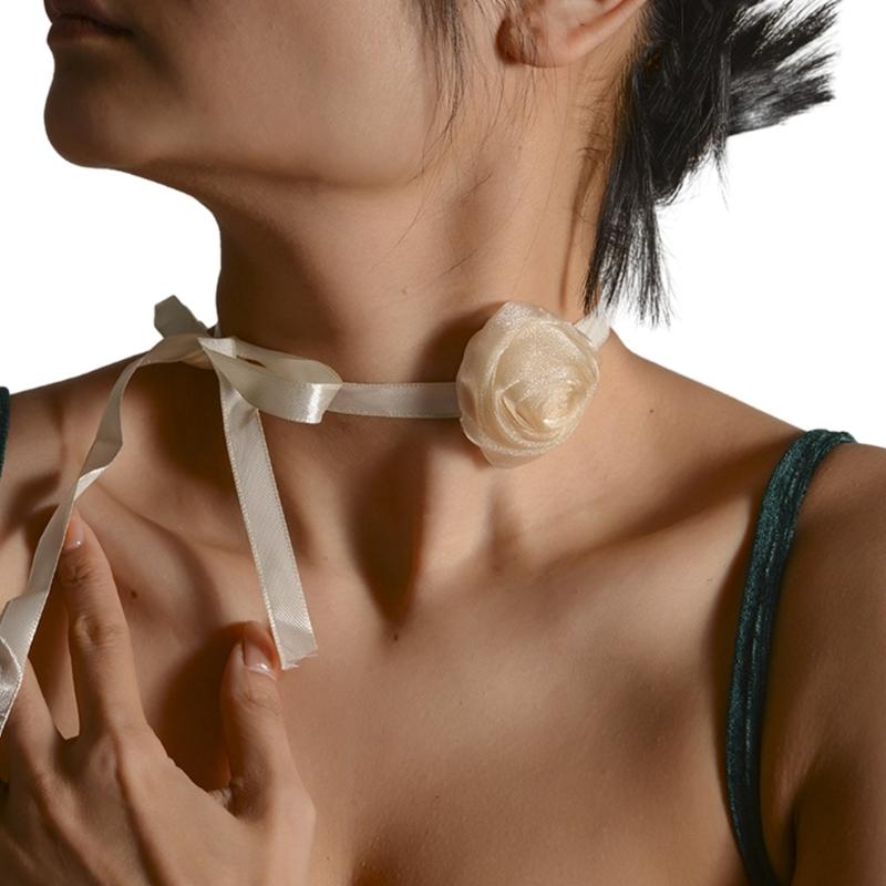 Ribbon Flower Collar Necklace Elegant Clavicle Chain Necklace Sweet Cool Choker Long Lace up Necklace Fashion Jewelry
Ribbon Flower Collar Necklace Elegant Clavicle Chain Necklace Sweet Cool Choker Long Lace up Necklace Fashion Jewelry