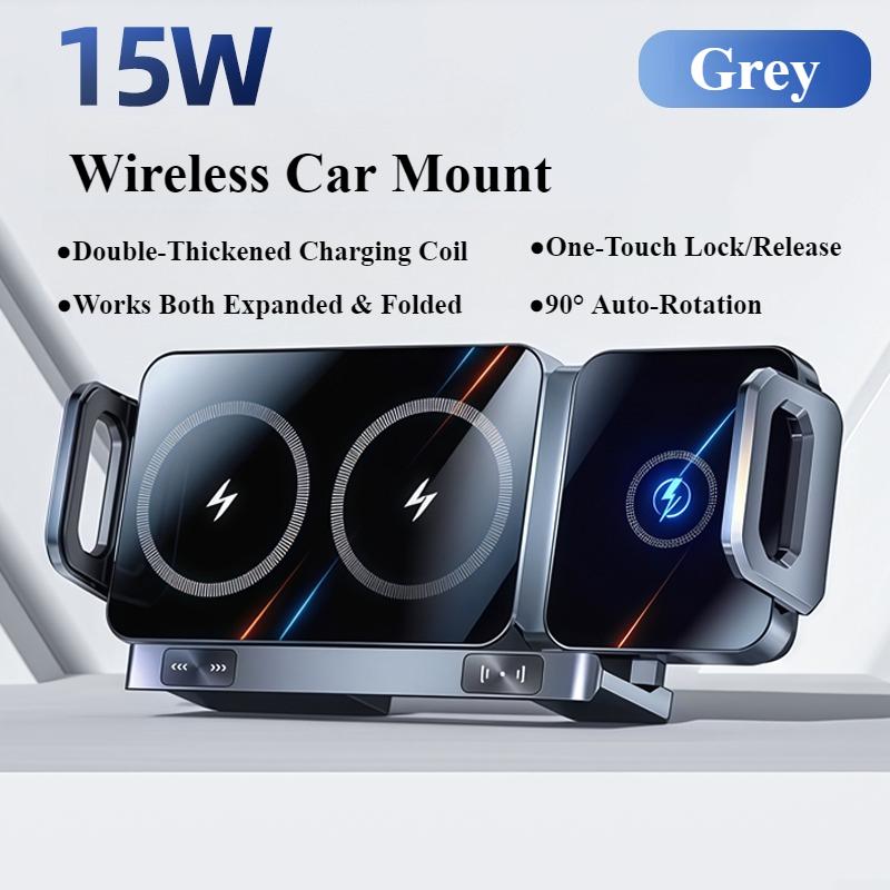 Oatsbasf Car Wireless Charger 15W Fold Screen Phone Stand Fast Charging Car Vent Mount Phone Holder for Samsung iPhone Google сірий
Oatsbasf Car Wireless Charger 15W Fold Screen Phone Stand Fast Charging Car Vent Mount Phone Holder for Samsung iPhone Google сірий