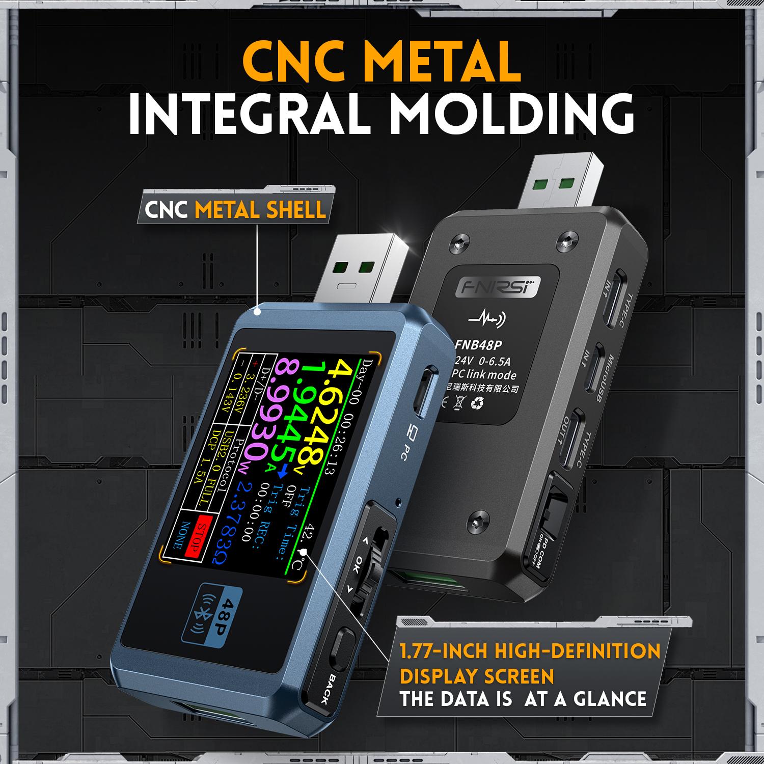 FNIRSI FNB48P USB-тестер Вольтметр Амперметр TYPE-C Швидке виявлення заряду Тригер Вимірювання ємності з металевою оболонкою з ЧПУ чорний
FNIRSI FNB48P USB-тестер Вольтметр Амперметр TYPE-C Швидке виявлення заряду Тригер Вимірювання ємності з металевою оболонкою з ЧПУ чорний