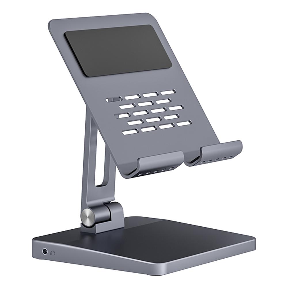 H13U Phone Tablet Stand Aluminum Alloy Desktop Bracket with 7-in-1 USB Hub Docking Station
H13U Phone Tablet Stand Aluminum Alloy Desktop Bracket with 7-in-1 USB Hub Docking Station