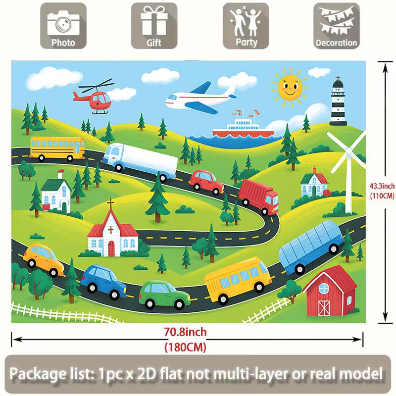 2D Toddler Birthday Background Cloth Cartoon Car Traffic Map Banner for Decor 47.2x31.5inch/120*80cm
2D Toddler Birthday Background Cloth Cartoon Car Traffic Map Banner for Decor 47.2x31.5inch/120*80cm