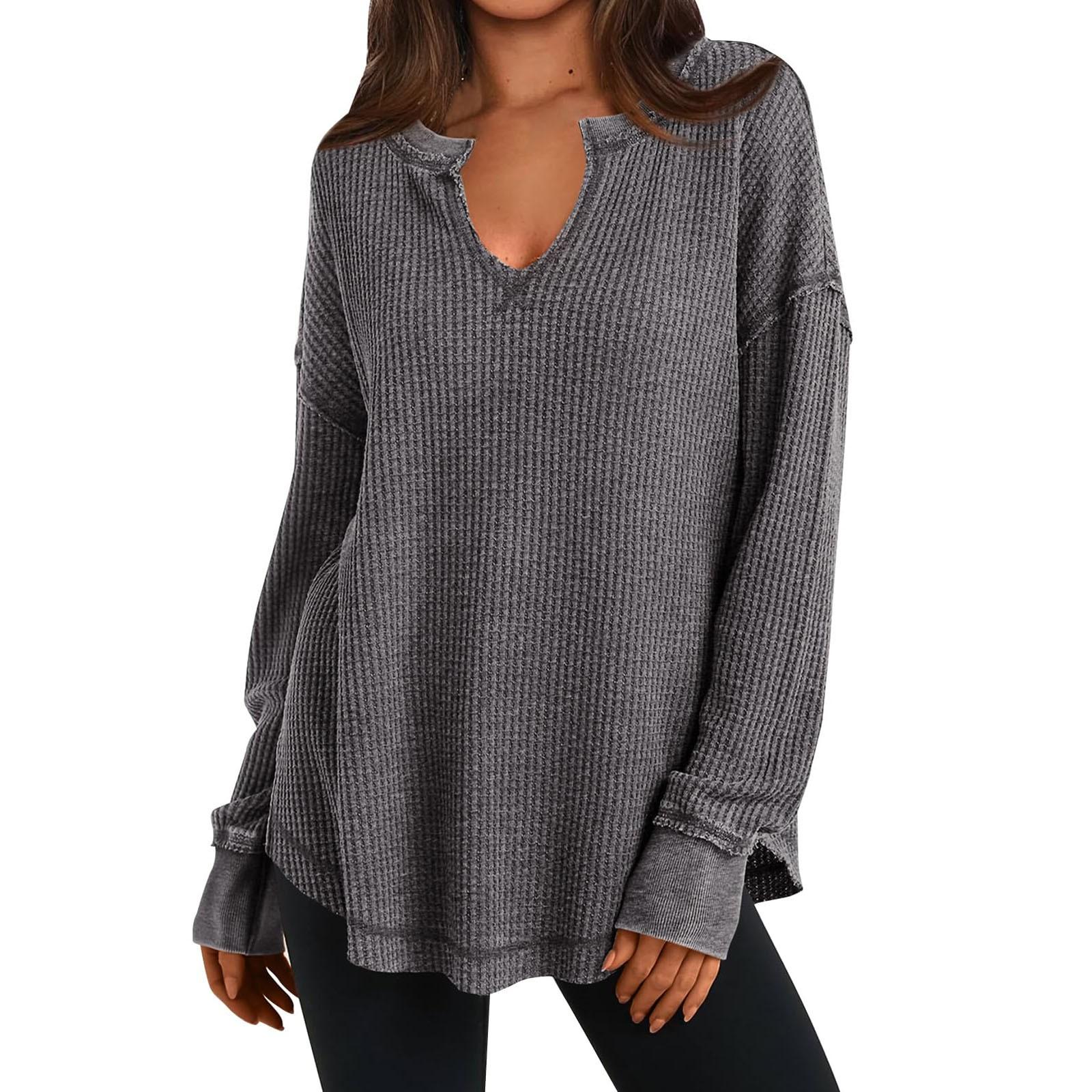 Женские трикотажные рубашки с длинным рукавом, V-образным вырезом, однотонные, повседневные, с заниженной линией плеч, топы на осень с открытым швом S
Женские трикотажные рубашки с длинным рукавом, V-образным вырезом, однотонные, повседневные, с заниженной линией плеч, топы на осень с открытым швом S