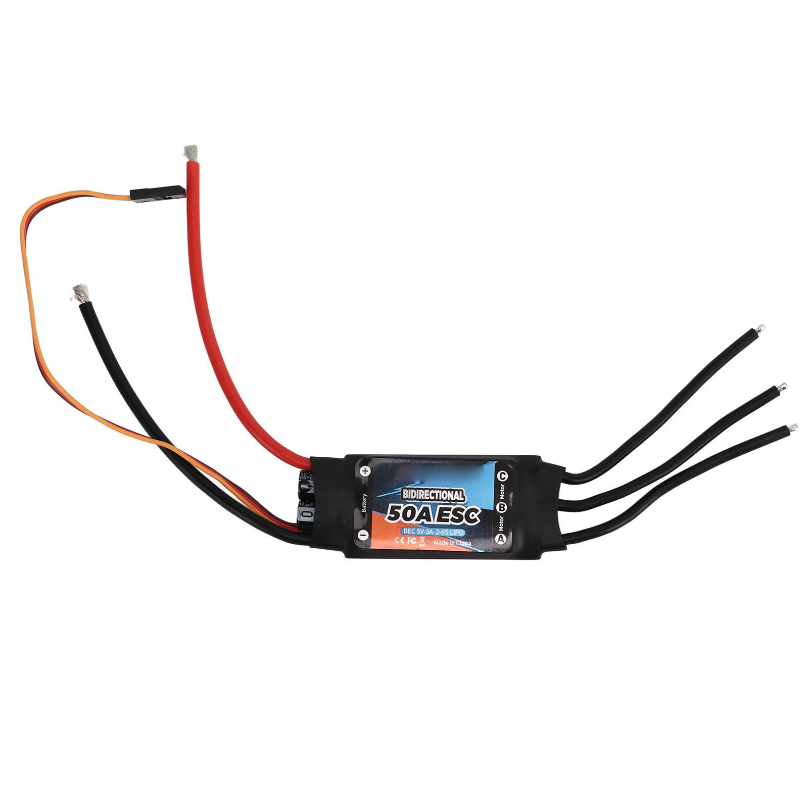 Brushless Electric Speed Controller Bidirectional Black 50A RC Car ESC for Boat Underwater
Brushless Electric Speed Controller Bidirectional Black 50A RC Car ESC for Boat Underwater