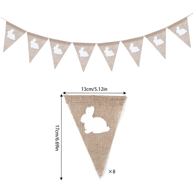 3 метра Пасхальный кролик Джутовая мешковина Баннер Льняные флаги Счастливой Пасхи Вечеринка Украшения для дома Настенные украшения Винтажная гирлянда своими руками