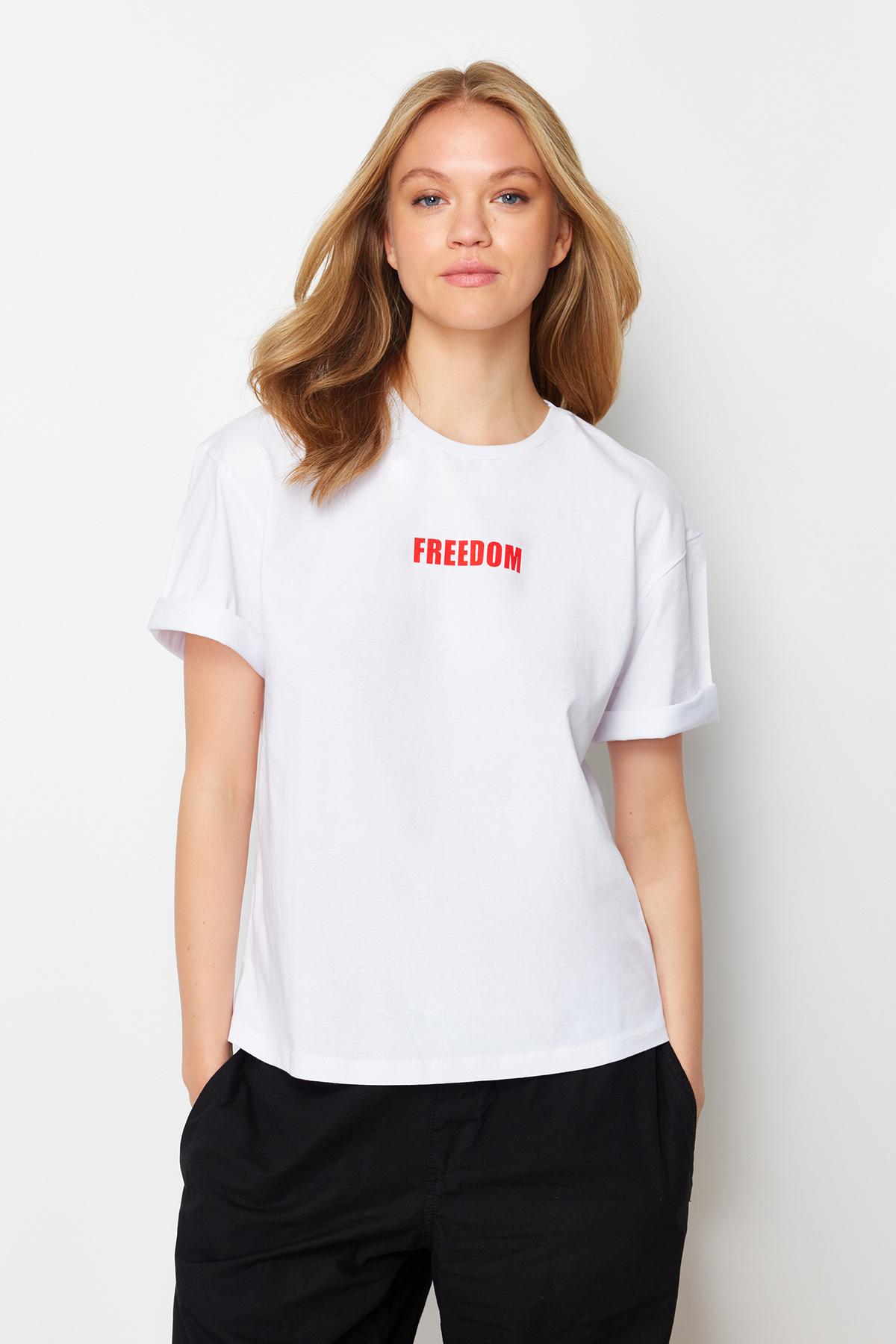 Women s Fashion New T-Shirt White 100% Cotton Slogan Printed Relaxed Comfortable Fit Crew Neck Knitted T-Shirt
Women s Fashion New T-Shirt White 100% Cotton Slogan Printed Relaxed Comfortable Fit Crew Neck Knitted T-Shirt