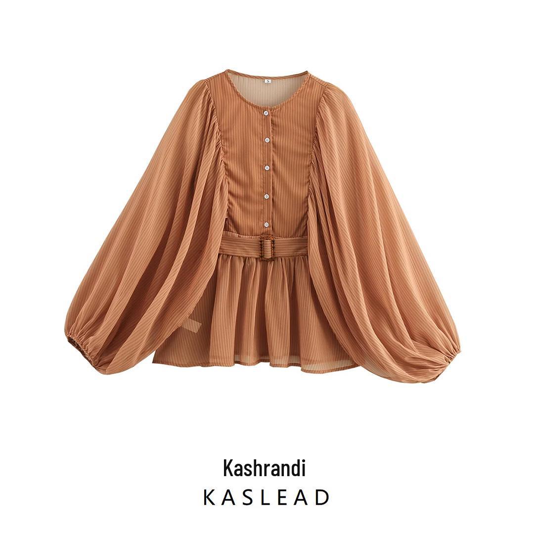 2025 Spring Women s European & American Style Chiffon Dark Striped Belted Long-Sleeve Shirt S
2025 Spring Women s European & American Style Chiffon Dark Striped Belted Long-Sleeve Shirt S