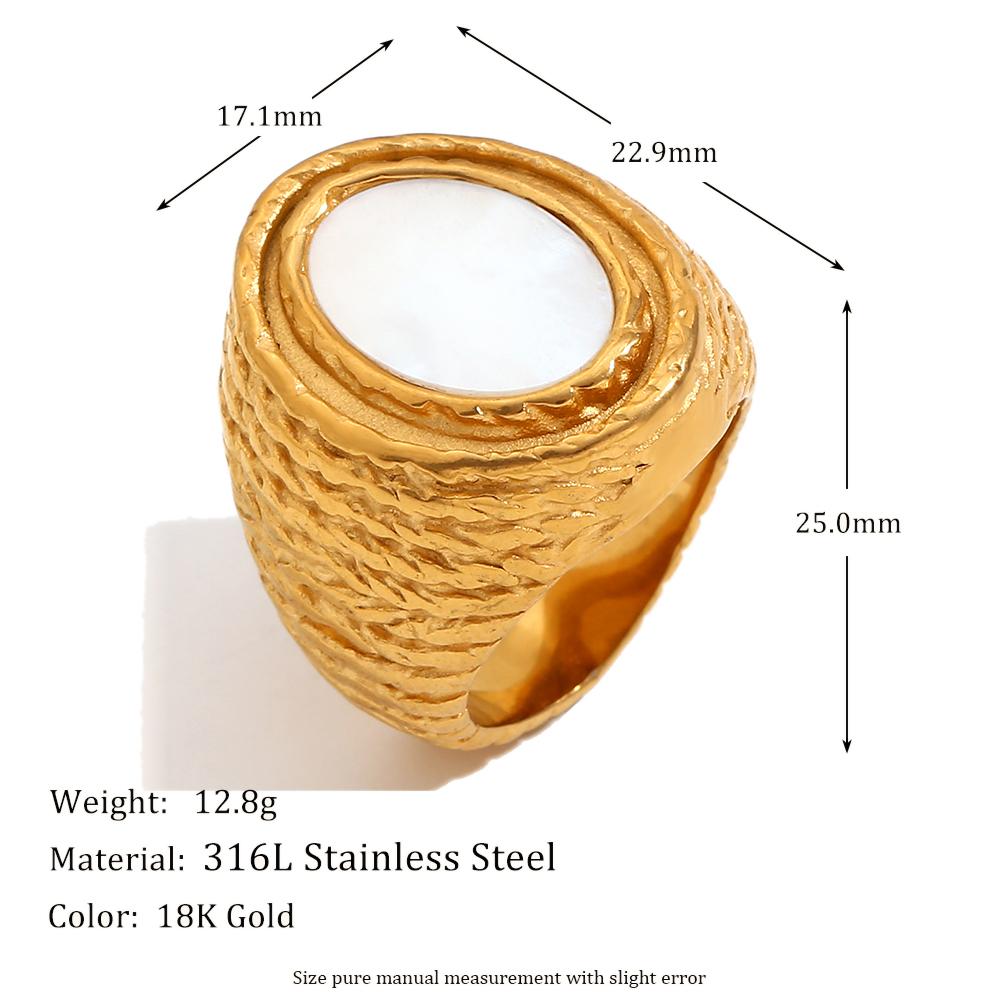 MamacitaSlay Vintage Oval Natural White Shell Layered 316L Stainless Steel Ring Woman 18K Gold Plated Jewelry Finger Decoration 6 золотой
MamacitaSlay Vintage Oval Natural White Shell Layered 316L Stainless Steel Ring Woman 18K Gold Plated Jewelry Finger Decoration 6 золотой