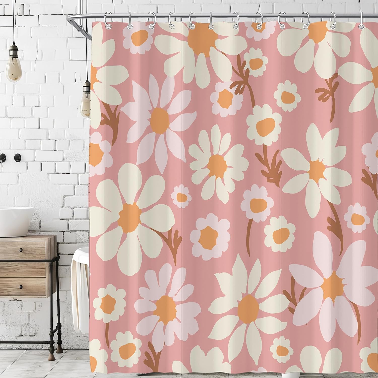 Pink Daisy Shower Curtain Floral Pattern Bathroom Decor Vintage Style Cute Flower Design Retro Art Bath Accessory Modern Home W60H190(CM)-1 Pcs
Pink Daisy Shower Curtain Floral Pattern Bathroom Decor Vintage Style Cute Flower Design Retro Art Bath Accessory Modern Home W60H190(CM)-1 Pcs