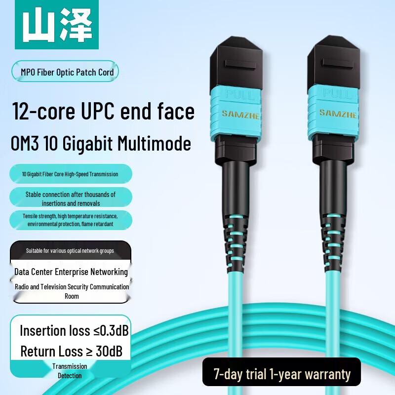 SAMZHE OM3 MPO Multimode Fiber Optic Patch Cable
SAMZHE OM3 MPO Multimode Fiber Optic Patch Cable