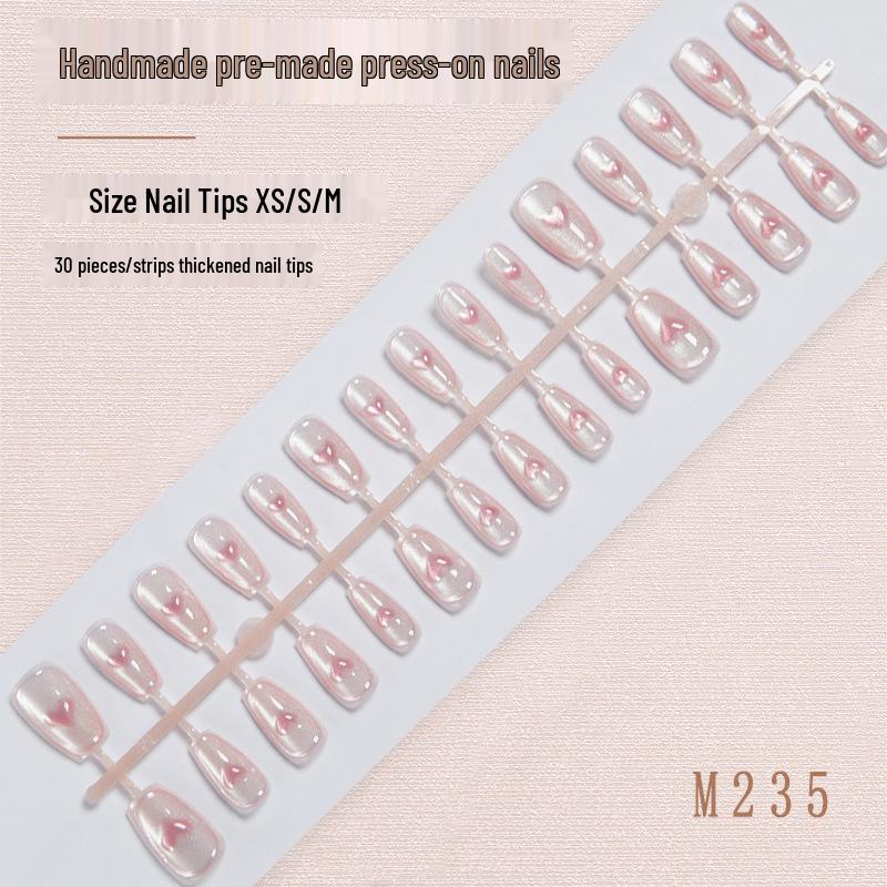 Elegant Pink 3D Heart Cat Eye Nail Art Stickers - Set of 30 Full-Size Wearable Handmade Nail Tips
Elegant Pink 3D Heart Cat Eye Nail Art Stickers - Set of 30 Full-Size Wearable Handmade Nail Tips