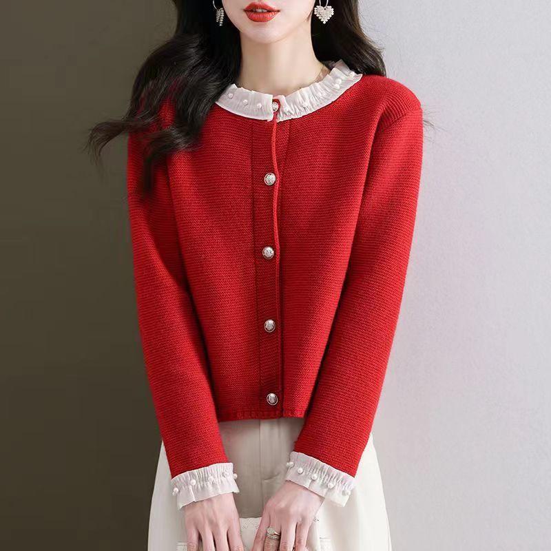 New temperament lace pearl buckle sweater cardigan knitted jacket lady top jacket one size fits all
New temperament lace pearl buckle sweater cardigan knitted jacket lady top jacket one size fits all