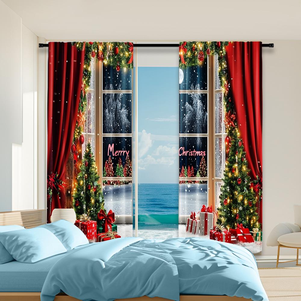 Set Of 2 Christmas Tree Printed Window Curtains Design Drapes Living Room Bedroom Home Curtain With Rod Pocket Polyester Machine Washable Perfect For W100*H70(CM)-Hooks&2PCS
Set Of 2 Christmas Tree Printed Window Curtains Design Drapes Living Room Bedroom Home Curtain With Rod Pocket Polyester Machine Washable Perfect For W100*H70(CM)-Hooks&2PCS