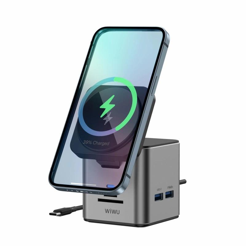 WIWU Wi-W025 9-in-1 Multi-Port Docking Station Hub Adapter with 15W Wireless Charger,HD,PD 100W As Shown A
WIWU Wi-W025 9-in-1 Multi-Port Docking Station Hub Adapter with 15W Wireless Charger,HD,PD 100W As Shown A