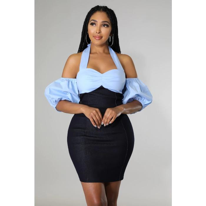 European and American dresses elastic denim contrasting colors tight hip skirt independent station women s clothing L темно-сірий
European and American dresses elastic denim contrasting colors tight hip skirt independent station women s clothing L темно-сірий