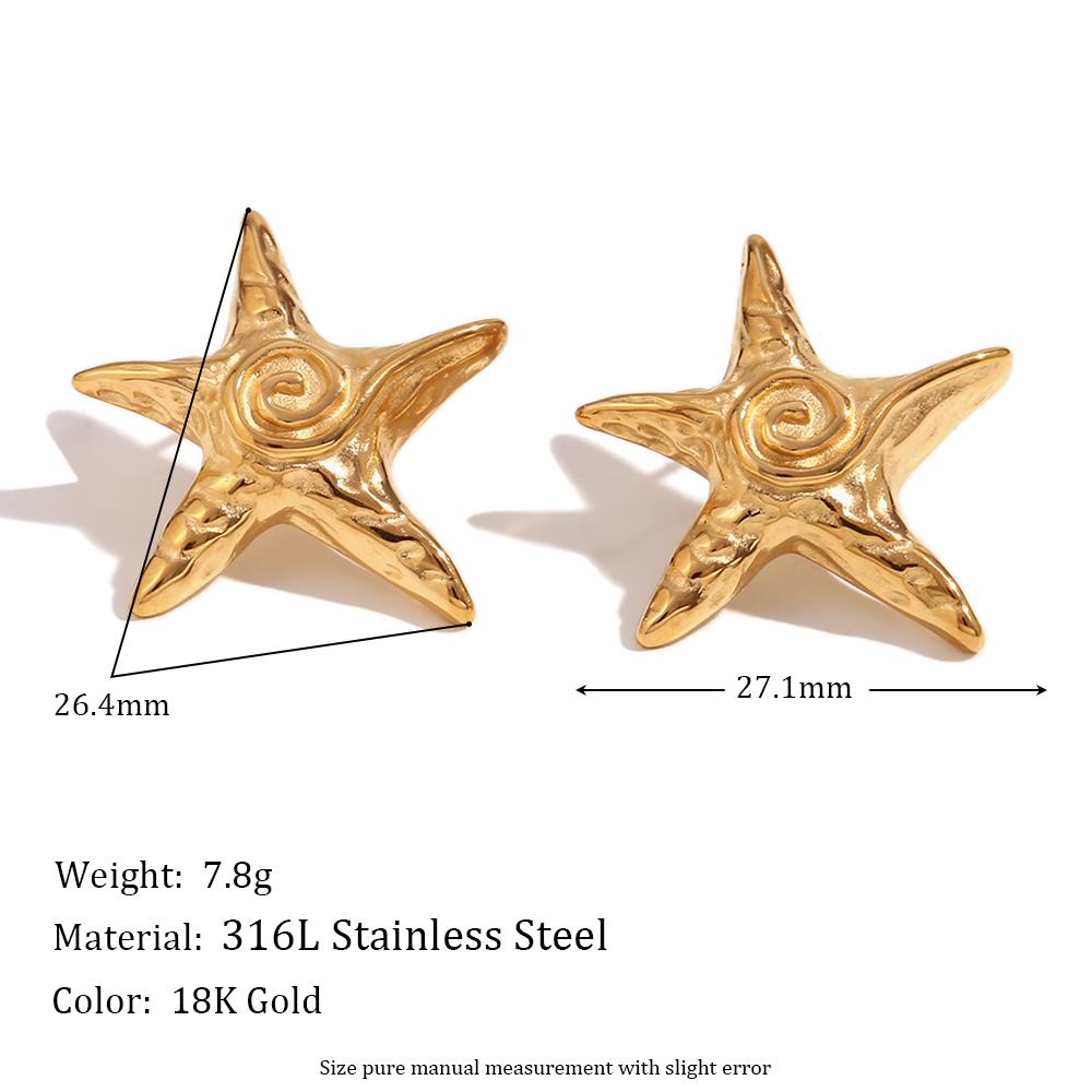MamacitaSlay Cute Beach Starfish Center Whirlpool Beat Grain Earrings For Women Waterproof Premium Stainless Steel Jewelry золотой
MamacitaSlay Cute Beach Starfish Center Whirlpool Beat Grain Earrings For Women Waterproof Premium Stainless Steel Jewelry золотой