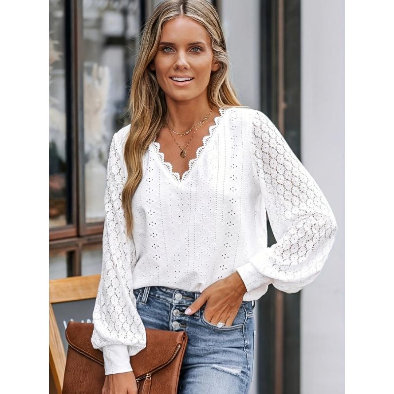 Fashion Women White Lace Blouse V Neck Long Sleeve Hollow Out Tops Solid Color Basic Casual Sweet Elegant Loose Fit Hollow Out Shirt for Women XXL
Fashion Women White Lace Blouse V Neck Long Sleeve Hollow Out Tops Solid Color Basic Casual Sweet Elegant Loose Fit Hollow Out Shirt for Women XXL