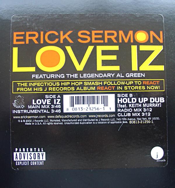 12inch Record ERICK SERMON - Love Iz 80813212561 J Records 2002 US Rap & Hip-Hop/R&B Used
12inch Record ERICK SERMON - Love Iz 80813212561 J Records 2002 US Rap & Hip-Hop/R&B Used