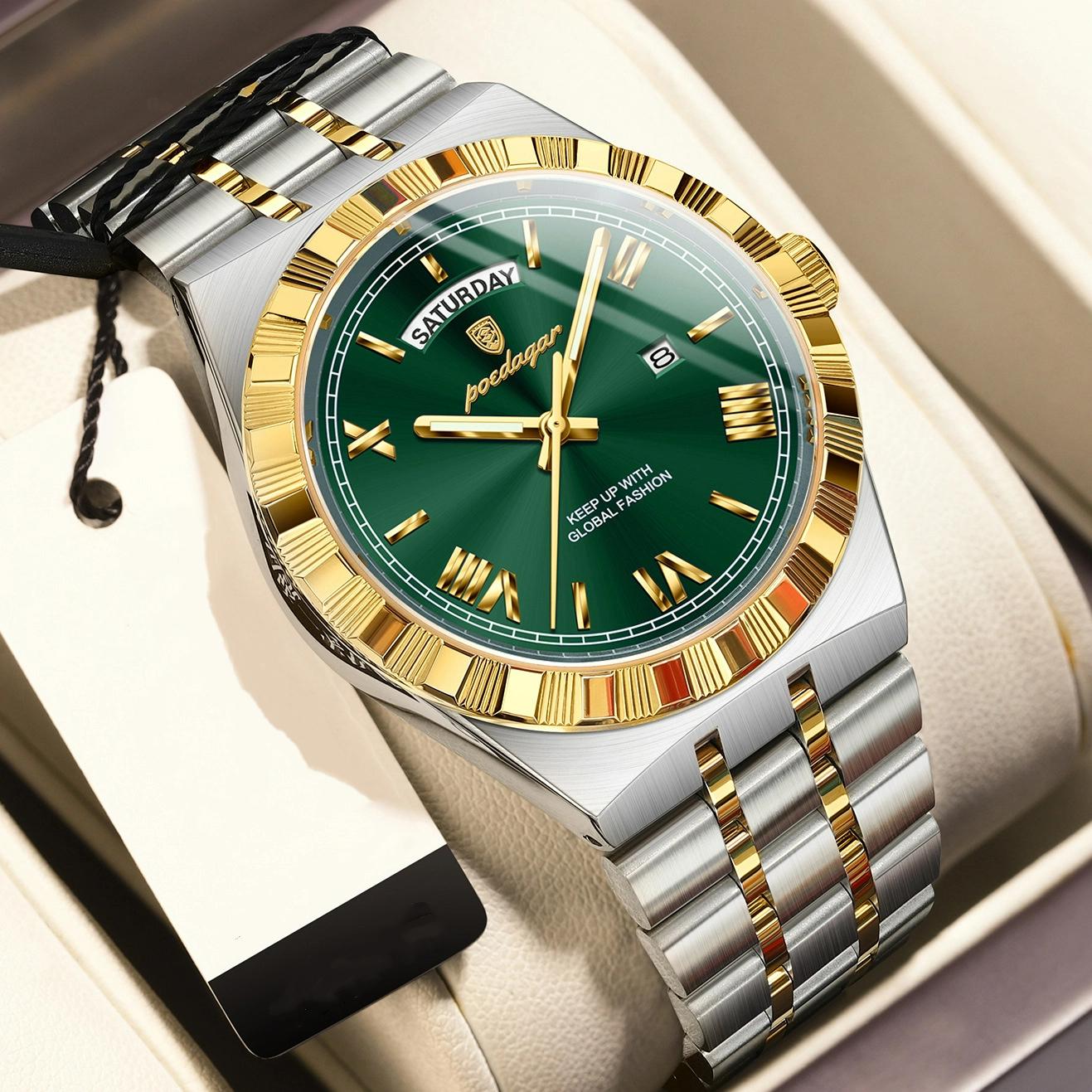 POEDAGAR Luxury Business Man Watch Week Date Waterproof Luminous Watches For Men Stainless Steel Quartz Men s Fashion Wristwatch зелений/золотий
POEDAGAR Luxury Business Man Watch Week Date Waterproof Luminous Watches For Men Stainless Steel Quartz Men s Fashion Wristwatch зелений/золотий