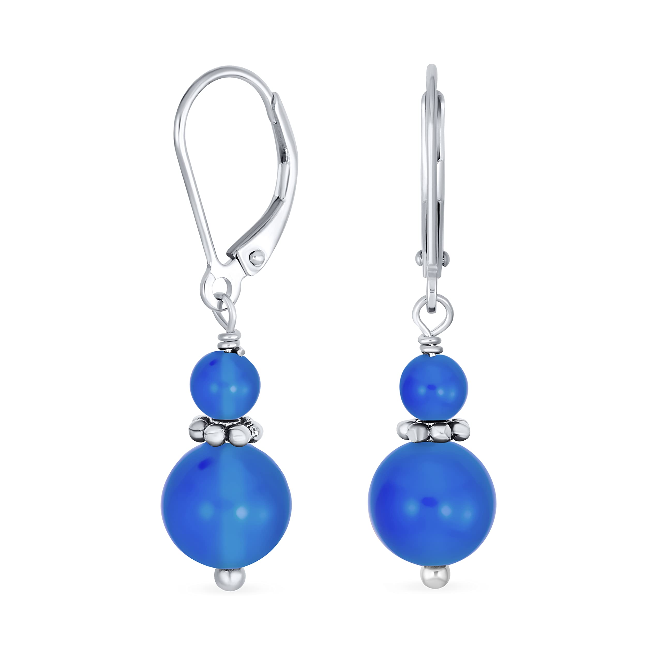 Gem Natural Blue Agate Boho Bali Milgrain Edge Beaded Rondelle Separator Double Ball Round Drop Dangle Earrings for Women Teens Sterling Silver Lever
Gem Natural Blue Agate Boho Bali Milgrain Edge Beaded Rondelle Separator Double Ball Round Drop Dangle Earrings for Women Teens Sterling Silver Lever