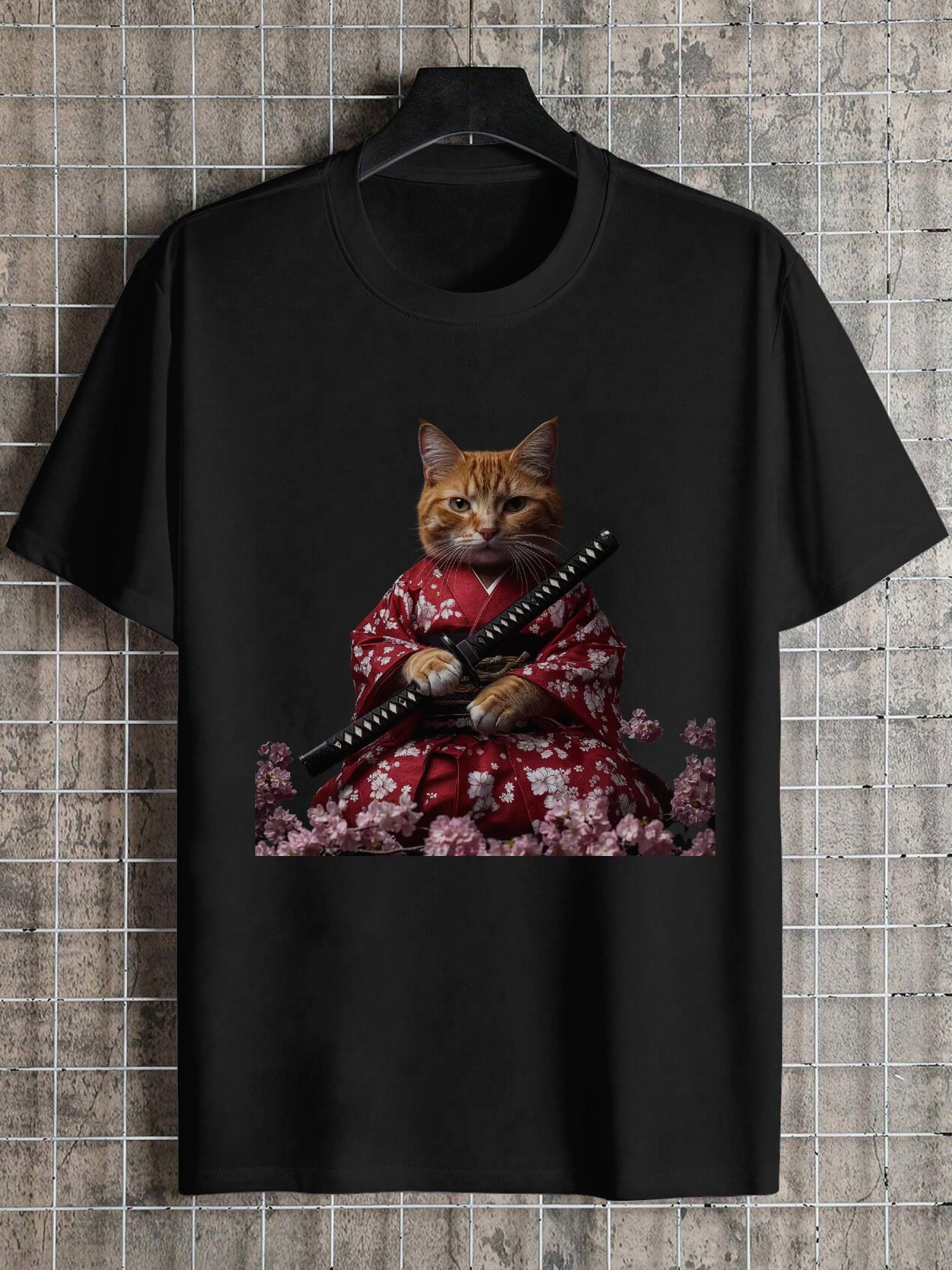 1pc Samurai Cat Cherry Blossom Graphic T-shirt - 180g Cotton Crew Neck Short Sleeve Tee with Single-Sided Digital Print L
1pc Samurai Cat Cherry Blossom Graphic T-shirt - 180g Cotton Crew Neck Short Sleeve Tee with Single-Sided Digital Print L