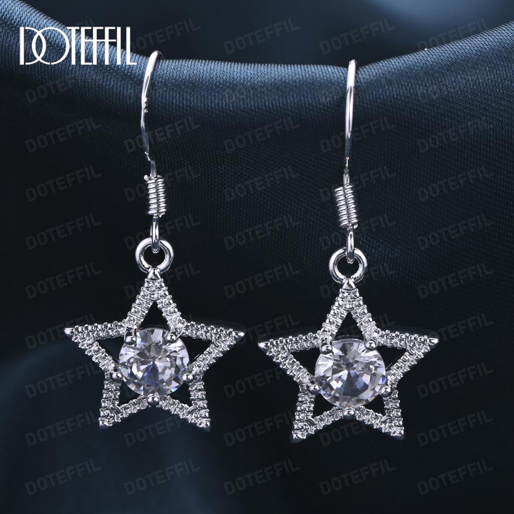 925 Sterling Silver AAA Zircon Star Shaped Pendant Piercing Earrings Fashion Wedding Jewelry 3.20*1.50cm
925 Sterling Silver AAA Zircon Star Shaped Pendant Piercing Earrings Fashion Wedding Jewelry 3.20*1.50cm