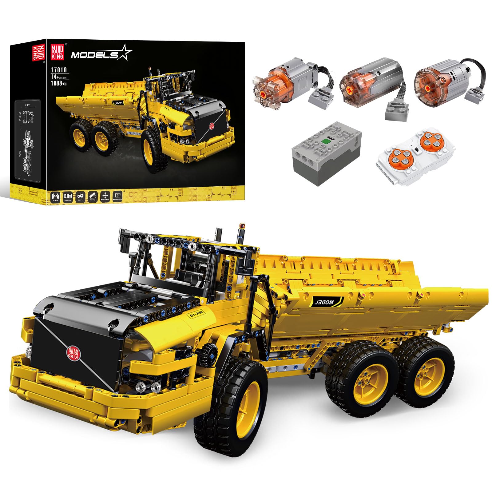 Mould King 17010 Технология Самосвал Строительный Зажим Комплект, Шестиколесная Машина на Радиоуправлении с Двигателем, Детская Транспортная Машина Конструктор (1888 предметов)
Mould King 17010 Технология Самосвал Строительный Зажим Комплект, Шестиколесная Машина на Радиоуправлении с Двигателем, Детская Транспортная Машина Конструктор (1888 предметов)