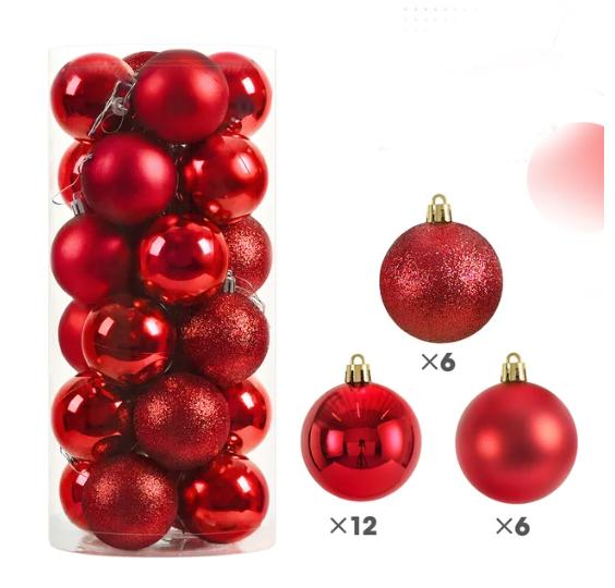 Набор рождественских шаров, украшений из окрашенного пластика, подвеска на рождественскую елку, аксессуары для рождественских украшений 24 шт. 4 см красный
Набор рождественских шаров, украшений из окрашенного пластика, подвеска на рождественскую елку, аксессуары для рождественских украшений 24 шт. 4 см красный