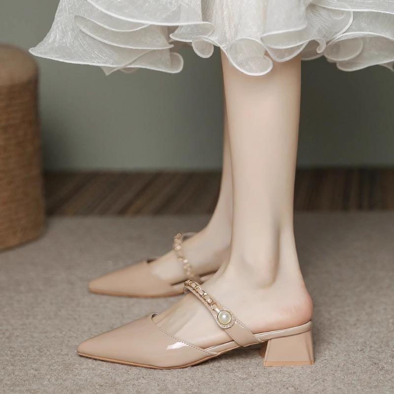Summer new bag head half slippers outer wear thick heel pointed daily casual cool slippers simple 40
Summer new bag head half slippers outer wear thick heel pointed daily casual cool slippers simple 40