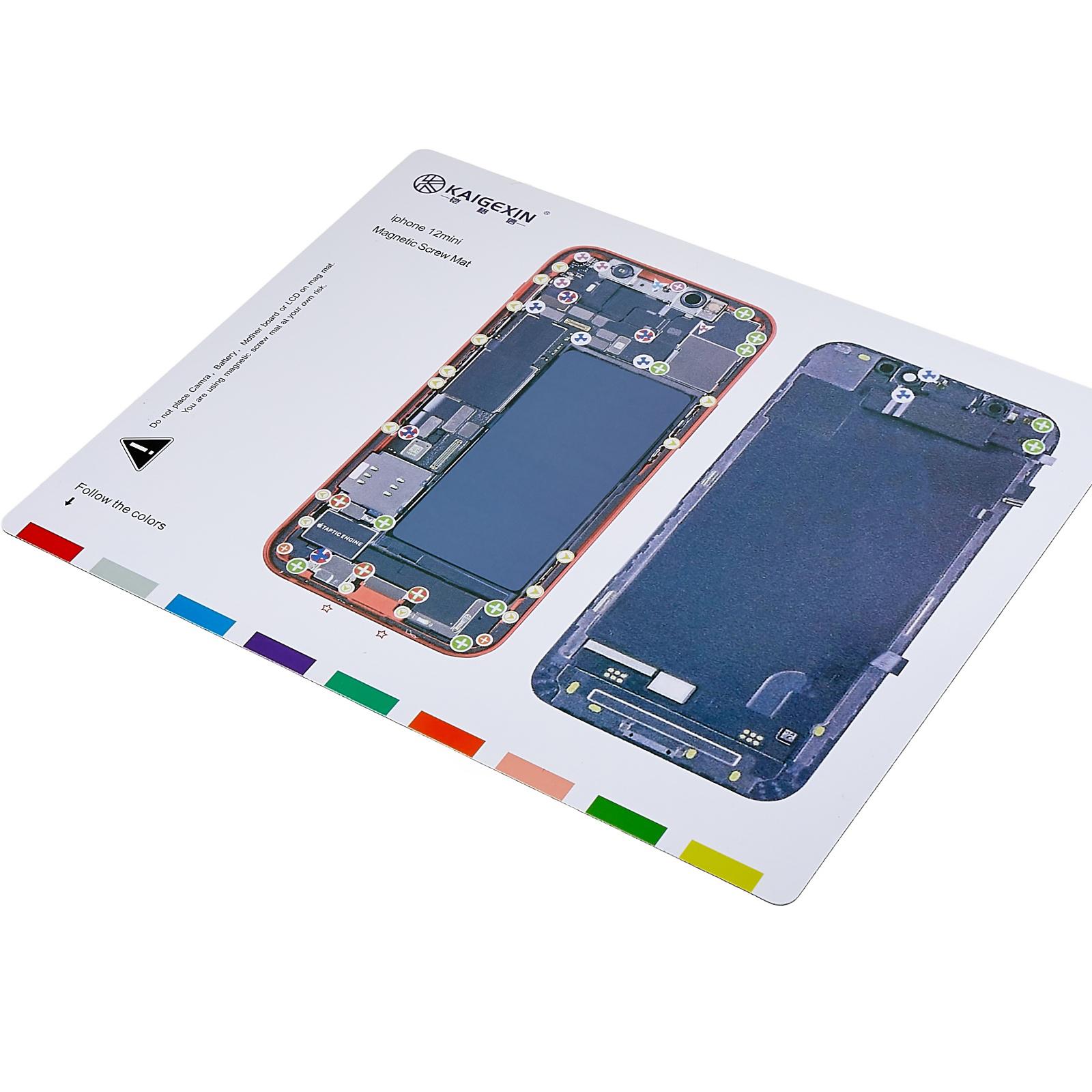 KAIGEXIN Magnetic Screw Mat for iPhone 12 mini 5.4 inch Working Mat Cell Phone Disassembling Auxiliary Tool Type A
KAIGEXIN Magnetic Screw Mat for iPhone 12 mini 5.4 inch Working Mat Cell Phone Disassembling Auxiliary Tool Type A