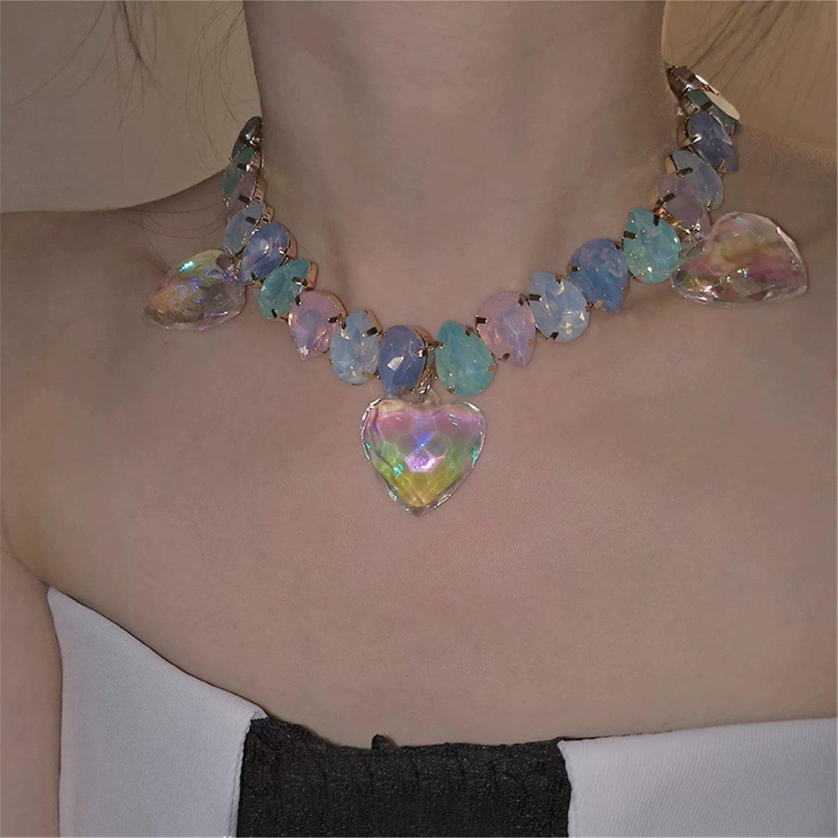 Tooxika Exaggerated Colourful Gemstones Glitter Diamonds Heart Necklace Light Luxury Chic Runway Atmosphere Collarbone Chain
Tooxika Exaggerated Colourful Gemstones Glitter Diamonds Heart Necklace Light Luxury Chic Runway Atmosphere Collarbone Chain